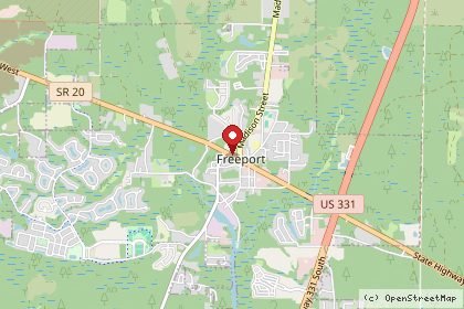 Map of our garage door service area in Freeport, FL